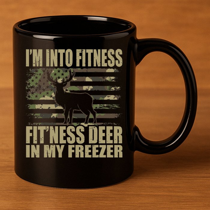 Hunting Im Into Fitness Fitness Deer In My Freezer 11oz C Handle Ceramic Mug