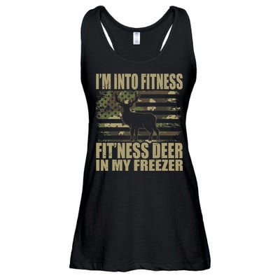 Hunting Im Into Fitness Fitness Deer In My Freezer Ladies Essential Flowy Tank