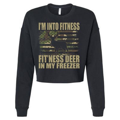 Hunting Im Into Fitness Fitness Deer In My Freezer Cropped Pullover Crew