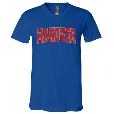 Hanover In Indiana Varsity Style Usa Vintage Sports Gift V-Neck T-Shirt