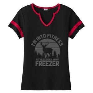 Hunting IM Into Fitness FitNess Deer Into My Freezer Funny Ladies Halftime Notch Neck Tee