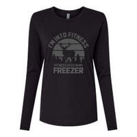 Hunting IM Into Fitness FitNess Deer Into My Freezer Funny Womens Cotton Relaxed Long Sleeve T-Shirt