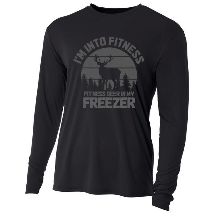 Hunting IM Into Fitness FitNess Deer Into My Freezer Funny Cooling Performance Long Sleeve Crew