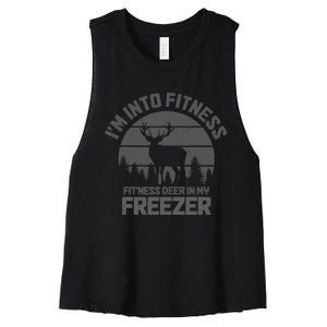 Hunting IM Into Fitness FitNess Deer Into My Freezer Funny Women's Racerback Cropped Tank