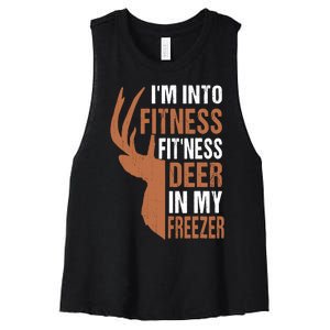 Huntingshirt IM Into Fitness Deer Freezer Funny Hunter Dad Women's Racerback Cropped Tank