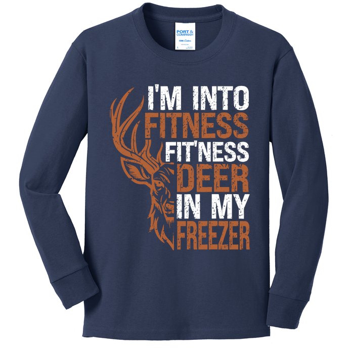 Huntingshirt IM Into Fitness Deer Freezer Funny Hunter Dad Kids Long Sleeve Shirt