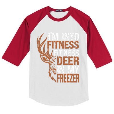 Huntingshirt IM Into Fitness Deer Freezer Funny Hunter Dad Kids Colorblock Raglan Jersey