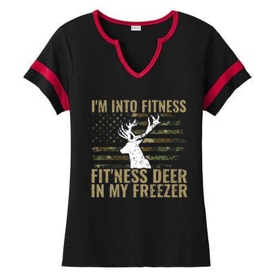 Hunting I'm Into Fitness Deer Freezer Funny Hunter Dad  Ladies Halftime Notch Neck Tee