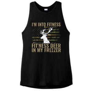 Hunting I'm Into Fitness Deer Freezer Funny Hunter Dad  Ladies PosiCharge Tri-Blend Wicking Tank