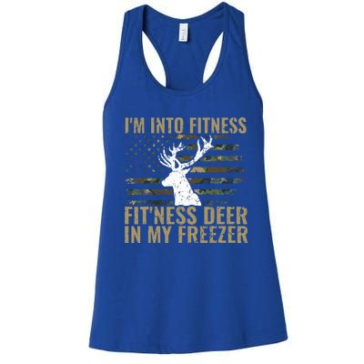 Hunting I'm Into Fitness Deer Freezer Funny Hunter Dad  Women's Racerback Tank