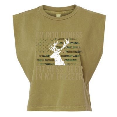 Hunting I'm Into Fitness Deer Freezer Funny Hunter Dad  Garment-Dyed Women's Muscle Tee