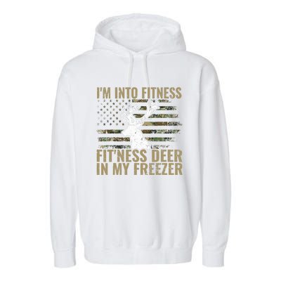 Hunting I'm Into Fitness Deer Freezer Funny Hunter Dad  Garment-Dyed Fleece Hoodie