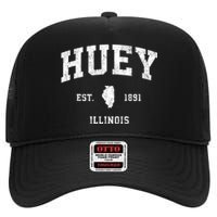 Huey Illinois Il Vintage Athletic Sports High Crown Mesh Back Trucker Hat