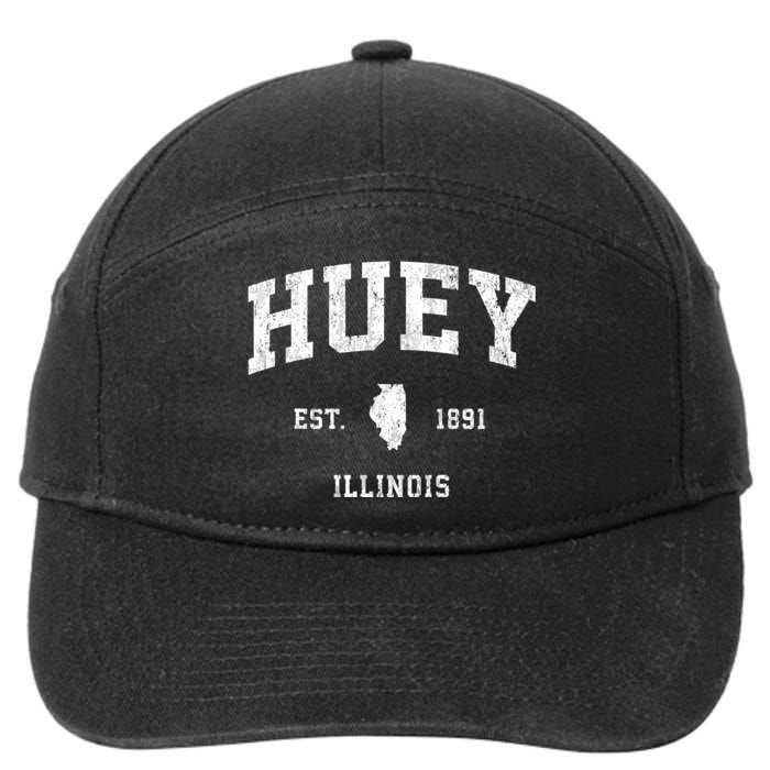 Huey Illinois Il Vintage Athletic Sports 7-Panel Snapback Hat