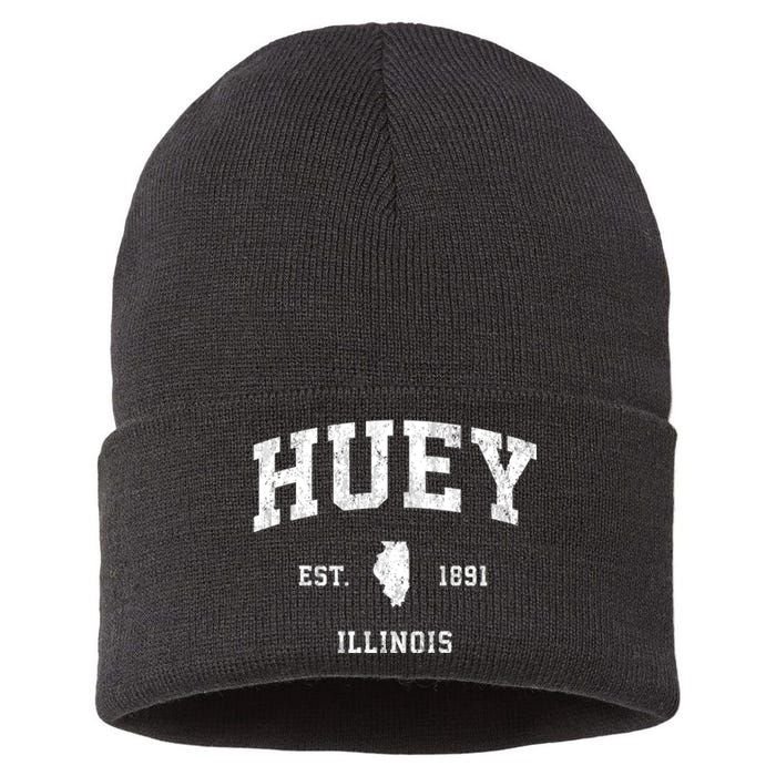 Huey Illinois Il Vintage Athletic Sports Sustainable Knit Beanie