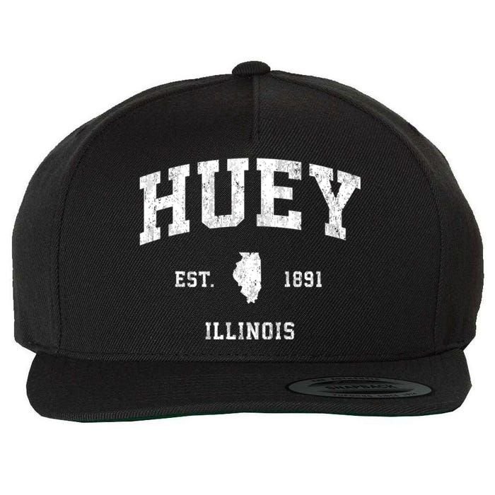 Huey Illinois Il Vintage Athletic Sports Wool Snapback Cap