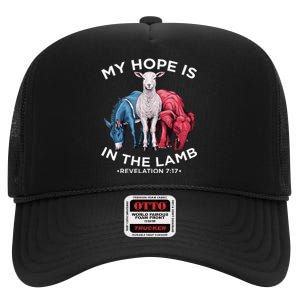 Hope Is In The Lamb My Christian God Jesus Humor High Crown Mesh Back Trucker Hat