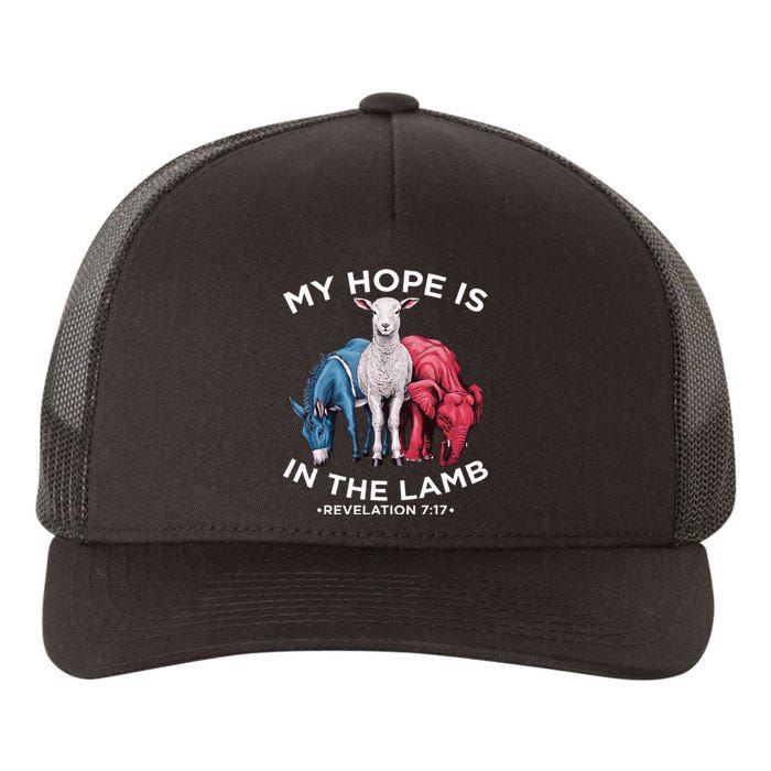 Hope Is In The Lamb My Christian God Jesus Humor Yupoong Adult 5-Panel Trucker Hat