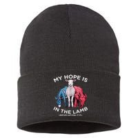 Hope Is In The Lamb My Christian God Jesus Humor Sustainable Knit Beanie