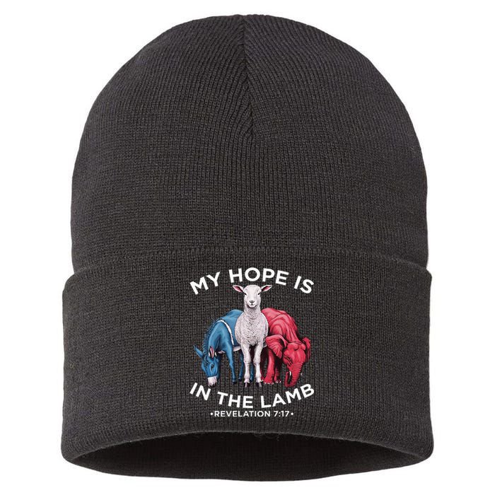 Hope Is In The Lamb My Christian God Jesus Humor Sustainable Knit Beanie