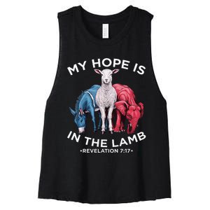 Hope Is In The Lamb My Christian God Jesus Humor Women's Racerback Cropped Tank