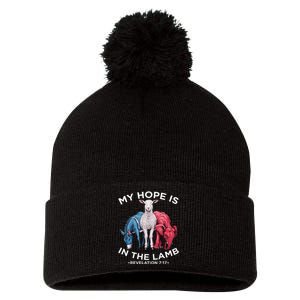 Hope Is In The Lamb My Christian God Jesus Humor Pom Pom 12in Knit Beanie