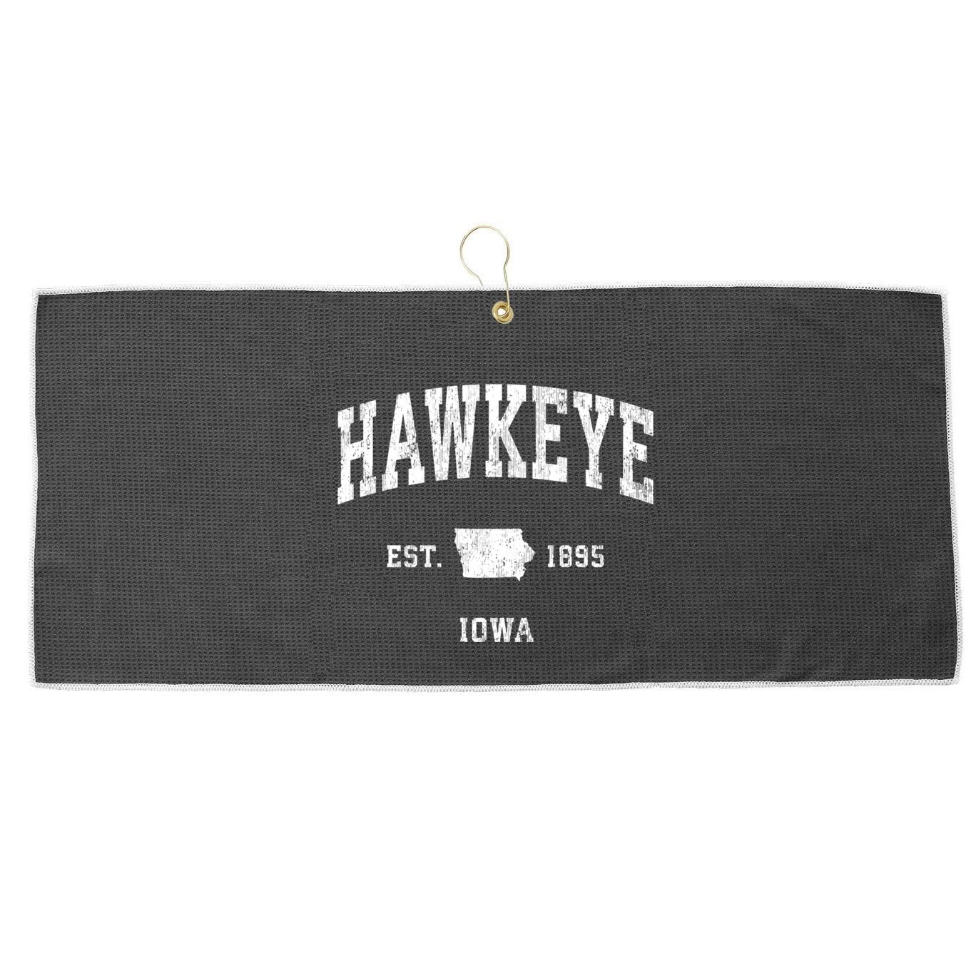 Hawkeye Iowa Ia Vintage Athletic Sports Large Microfiber Waffle Golf Towel