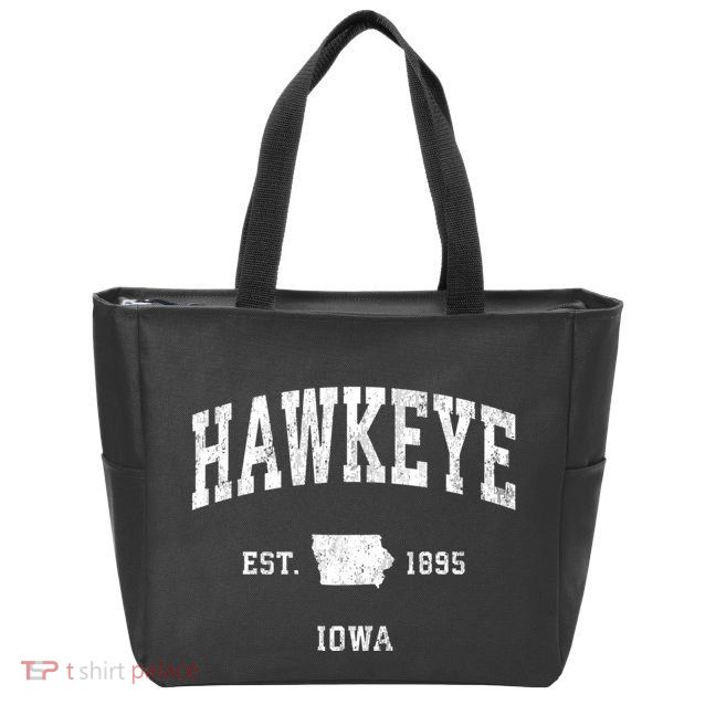 Hawkeye Iowa Ia Vintage Athletic Sports Zip Tote Bag