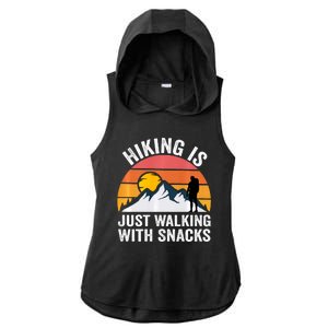 Hiking Is Just Walking With Snacks Hiking Humor Funny Saying Ladies PosiCharge Tri-Blend Wicking Draft Hoodie Tank