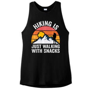 Hiking Is Just Walking With Snacks Hiking Humor Funny Saying Ladies PosiCharge Tri-Blend Wicking Tank