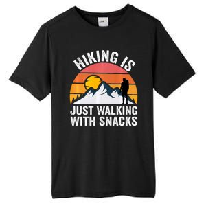 Hiking Is Just Walking With Snacks Hiking Humor Funny Saying Tall Fusion ChromaSoft Performance T-Shirt