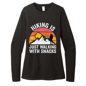 Hiking Is Just Walking With Snacks Hiking Humor Funny Saying Womens CVC Long Sleeve Shirt