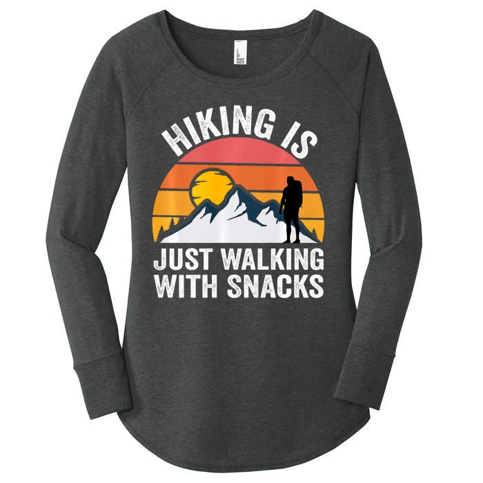 Hiking Is Just Walking With Snacks Hiking Humor Funny Saying Women's Perfect Tri Tunic Long Sleeve Shirt