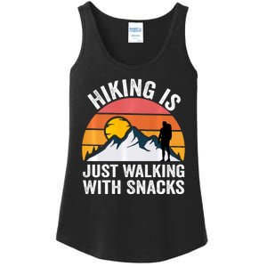 Hiking Is Just Walking With Snacks Hiking Humor Funny Saying Ladies Essential Tank