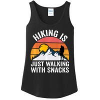 Hiking Is Just Walking With Snacks Hiking Humor Funny Saying Ladies Essential Tank