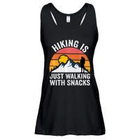 Hiking Is Just Walking With Snacks Hiking Humor Funny Saying Ladies Essential Flowy Tank