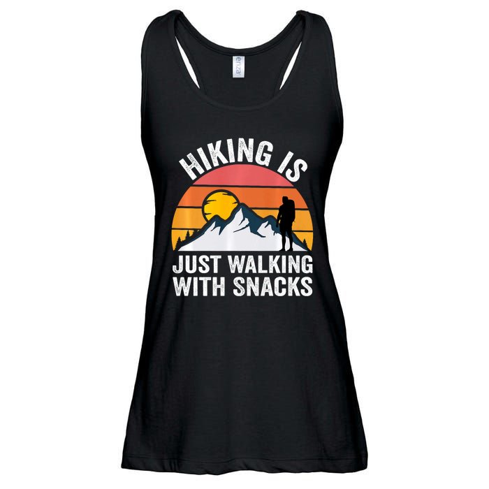 Hiking Is Just Walking With Snacks Hiking Humor Funny Saying Ladies Essential Flowy Tank