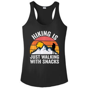 Hiking Is Just Walking With Snacks Hiking Humor Funny Saying Ladies PosiCharge Competitor Racerback Tank