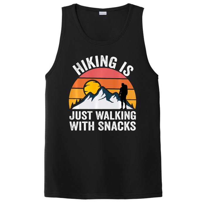 Hiking Is Just Walking With Snacks Hiking Humor Funny Saying PosiCharge Competitor Tank