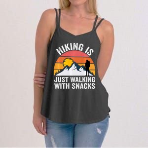 Hiking Is Just Walking With Snacks Hiking Humor Funny Saying Women's Strappy Tank