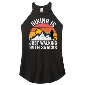 Hiking Is Just Walking With Snacks Hiking Humor Funny Saying Women's Perfect Tri Rocker Tank