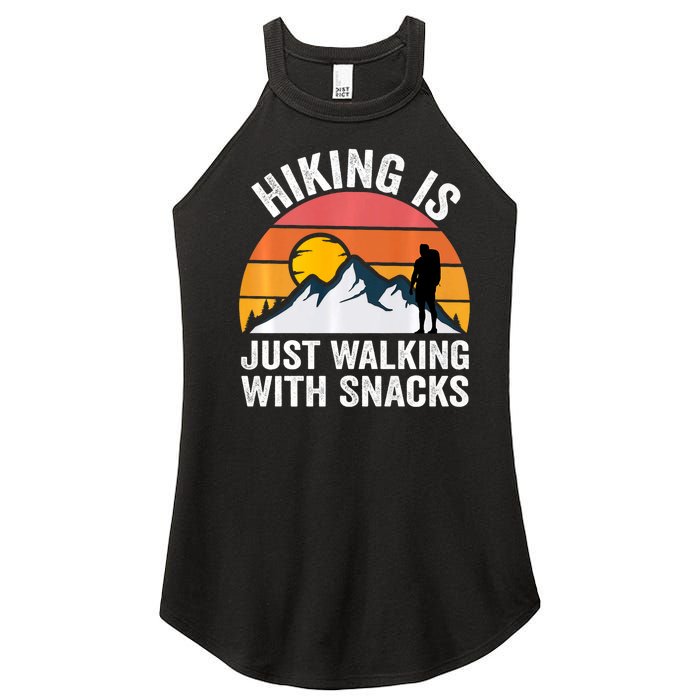 Hiking Is Just Walking With Snacks Hiking Humor Funny Saying Women's Perfect Tri Rocker Tank