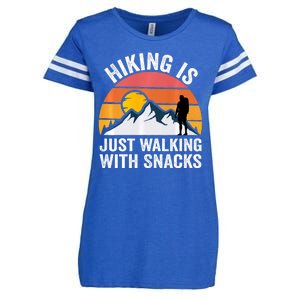 Hiking Is Just Walking With Snacks Hiking Humor Funny Saying Enza Ladies Jersey Football T-Shirt