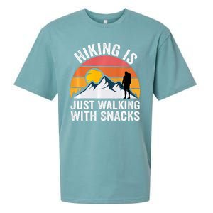 Hiking Is Just Walking With Snacks Hiking Humor Funny Saying Sueded Cloud Jersey T-Shirt