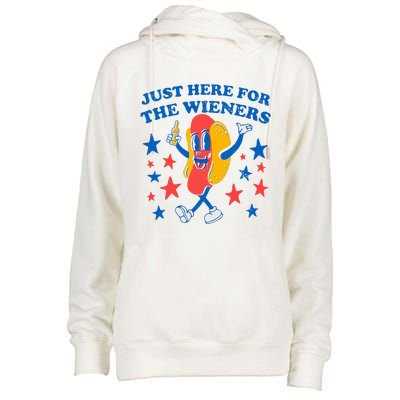 Hotdog IM Just Here For The Wieners Womens Funnel Neck Pullover Hood