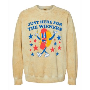 Hotdog IM Just Here For The Wieners Colorblast Crewneck Sweatshirt