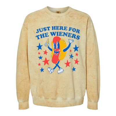 Hotdog IM Just Here For The Wieners Colorblast Crewneck Sweatshirt