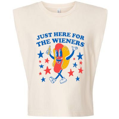 Hotdog IM Just Here For The Wieners Garment-Dyed Women's Muscle Tee