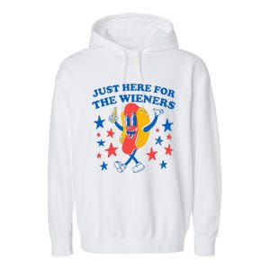 Hotdog IM Just Here For The Wieners Garment-Dyed Fleece Hoodie