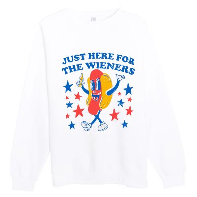 Hotdog IM Just Here For The Wieners Premium Crewneck Sweatshirt